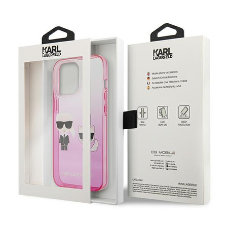 Karl Lagerfeld KLHCP13LTGKCP iPhone 13 Pro / 13 6,1" hardcase różowy/pink Gradient Ikonik Karl & Choupette