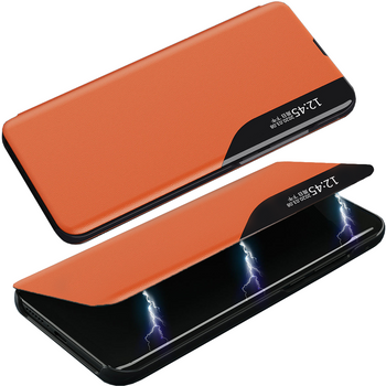 Eco Leather View Case elegancki futerał etui z klapką i funkcją podstawki iPhone 13 Pro pomarańczowy