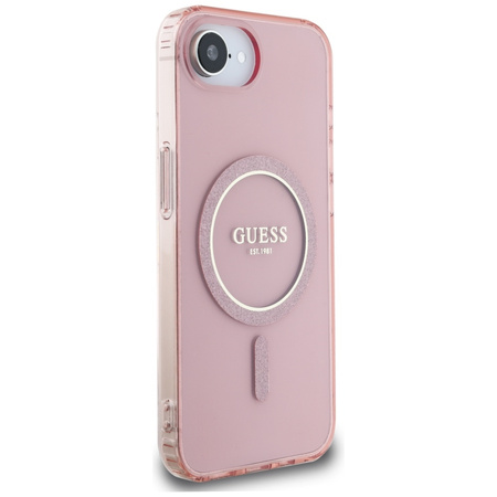 GUESS ETUI IML GLITTER CIRCLE DO IPHONE 16E DO MAGSAFE ELEGANCKIE