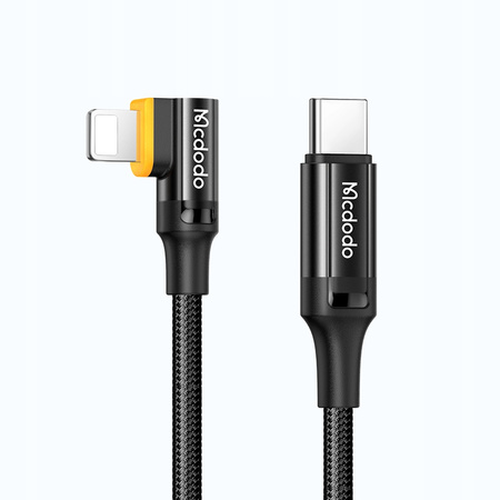 MCDODO KABEL KĄTOWY USB-C LIGHTNING SZYBKIE ŁADOWANIE 36W DO IPHONE LED 1M