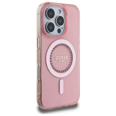 GUESS HARDCASE DO IPHONE 16 PRO Z RHINESTONES I MAGNETYCZNĄ TECHNOLOGIĄ