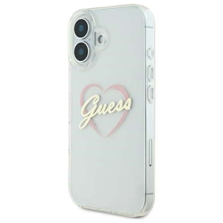GUESS ETUI HARDCASE DO IPHONE 16 PLUS 6.7 Z MOTYWEM IML HEART PRZEŹROCZYSTE