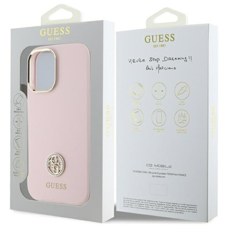 GUESS SYLIKON CASE ETUI DO IPHONE 16 6.1 LOGO Z KRYSZTAŁKAMI STRASS