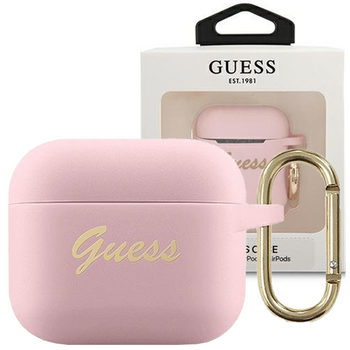 Guess GUA3SSSI AirPods 3 cover różowy/pink Silicone Vintage Script