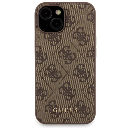 Zestaw Guess GUBPM5P15S4GEMGW iPhone15 6.1 hardcase + Powerbank 5000mAh MagSafe brązowy/brown 4G Metal Logo