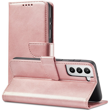 Magnet Case elegancki futerał etui pokrowiec z klapką i funkcją podstawki Samsung Galaxy S22+ (S22 Plus) różowy