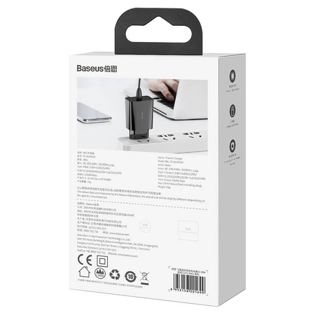 BASEUS ŁADOWARKA SIECIOWA USB-C DO IPHONE IPAD PD 20W 3A SZYBKIE ŁADOWANIE