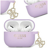 Etui Guess GUAP2LECG4U na AirPods Pro 2 cover - fioletowe Liquid Silicone Glitter Triangle Charm