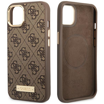 Guess GUHMP14MU4GPRW iPhone 14 Plus 6,7" brązowy/brown hard case 4G Logo Plate MagSafe