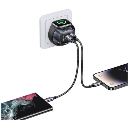 USAMS ŁADOWARKA SIECIOWA CC293 T67 DO APPLE IWATCH 1XUSB-C 1XUSB-A 20W