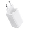 Szybka ładowarka sieciowa GaN 2xUSB C 1xUSB 65W Baseus GaN5 Pro + kabel USB C - USB C 100W - biała