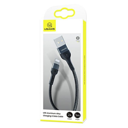 USAMS KABEL DO LIGHTNING 1M DO IPHONE 2A PLECIONY Z LED Z SZYBKIM