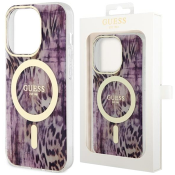 Etui Guess GUHMP14XHLEOPWP na iPhone 14 Pro Max 6.7" - różowe Leopard MagSafe