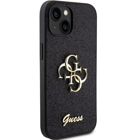 Etui Guess Glitter Script Big 4G na iPhone 15 Plus - czarne
