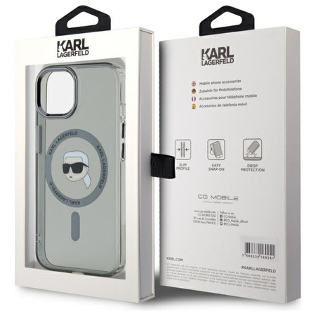 KARL LAGERFELD ETUI DO IPHONE 15 6.1 HARDCASE IML METAL KARL HEAD