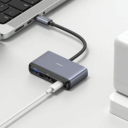 USAMS ADAPTER HUB 4W1 2XUSB 2.0/USB 3.0/USB-C DO LAPTOPA TELEFONU