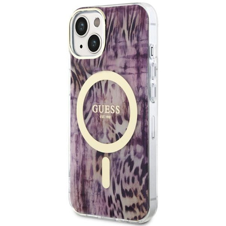 Etui Guess GUHMP14SHLEOPWP na iPhone 14 - różowe Leopard MagSafe