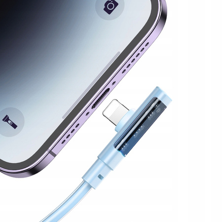 MCDODO KABEL KĄTOWY USB LIGHTNING PŁASKI 36W DO IPHONE 13 14 NIEBIESKI 1M
