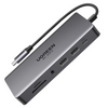 UGREEN HUB USB-C 4x USB 2x HDMI DISPLAYPORT RJ45 SD TF AUX PD 100W DO PC 8K