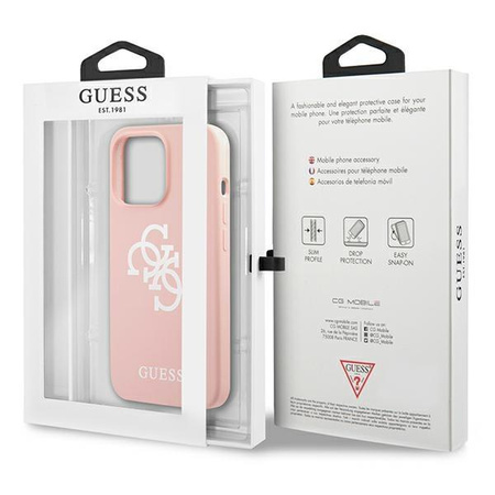 Guess GUHCP13LLS4GWPI iPhone 13 Pro / 13 6,1" różowy/pink hard case Silicone 4G Logo