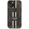 Etui Guess 4G Stripes z portfelem Magsafe do iPhone 15 brązowy