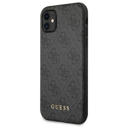 GUESS ETUI HARD CASE DO IPHONE 11 6,1 Xr 4G METAL GOLD LOGO Z LOGO SZARY