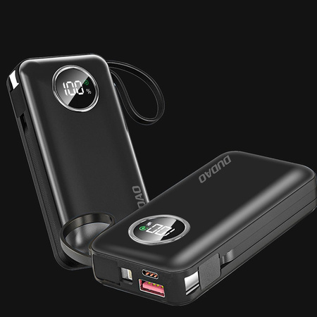 Dudao powerbank 10000mAh USB-A / USB-C 22.5W z wbudowanym kablem Lightning oraz USB-C biały (K15sW)