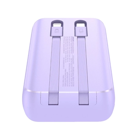 Joyroom powerbank 30W 10000mAh z wbudowanymi kablami Lightning i USB-C fioletowy (JR-PBC06)