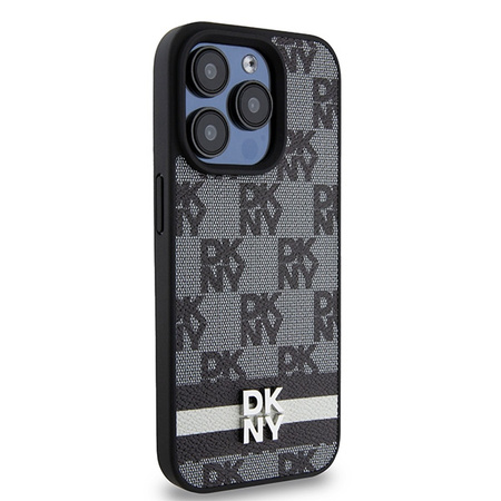 DKNY ETUI HARDCASE DO IPHONE 15 PRO 6.1 CHECKERED MONO SKÓRZANE Z