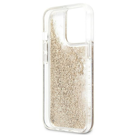 GUESS ETUI HARD CASE DO IPHONE 13 PRO MAX 6,7 ZŁOTY LIQUID GLITTER 4G