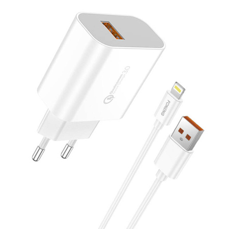 FONENG ŁADOWARKA 18W DO TELEFONÓW DO LIGHTNING Z KABLEM USB SZYBKIE