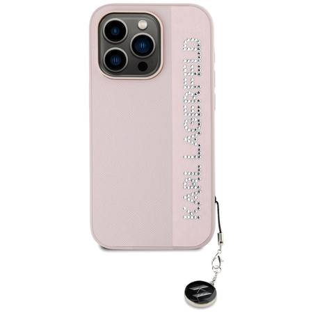 KARL LAGERFELD ETUI DO IPHONE 15 PRO MAX 6.7 SAFFIANO Z RHINESTONES I CHARM