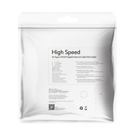 BASEUS PŁASKI KABEL SIECIOWY ETHERNET RJ45 DO GIGABITOWY INTERNET 1M CAT 6