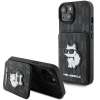 Etui Karl Lagerfeld Saffiano Cardslots and Stand Monogram Choupette do iPhone 15 - czarne