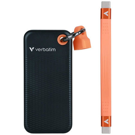 Dysk Zewnętrzny Verbatim Pocket SSD 2TB - brelok do kluczy z kablem USB-C 3.2 gen.2 czarno-pomarańczowy/black-orange 32197