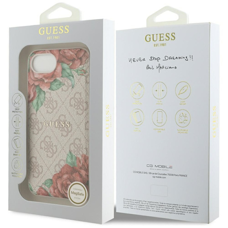 GUESS ETUI CASE MAGNETYCZNE DO IPHONE 16E DO MAGSAFE 4G Z KWIATOWYM PRINTEM