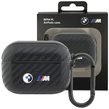 Etui BMW BMAPWMPUCA2 na AirPods Pro - czarne Carbon Double Metal Logo