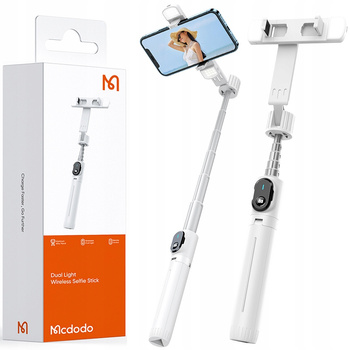 Double Shot kijek, selfie stick, tripod, bluetooth, statyw, biały, McDodo