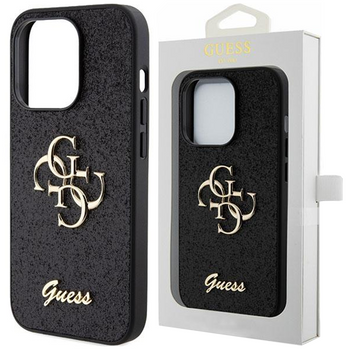 Etui Guess Glitter Script Big 4G na iPhone 15 Plus - czarne