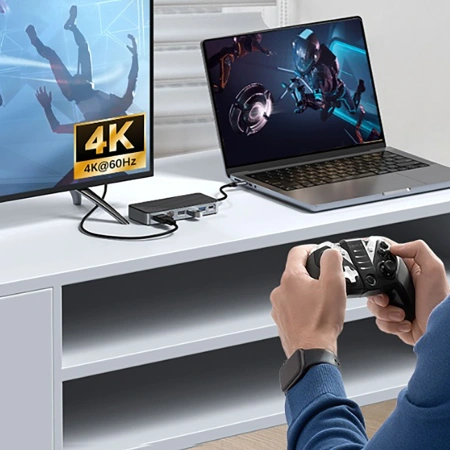 Stacja dokująca Orico OM28PR-G2 USB-C z kieszenią na dysk M.2 + 1 x USB-A 3.2 + 1x USB-C 3.2 + 2x USB-A 2.0 + 1x HDMI + 1x Ethernet - czarna