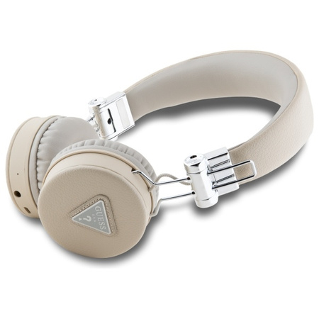 Guess słuchawki nauszne Bluetooth ENC    GUBH70PGTSPSE beżowy/beige Grained Classic Round Shape