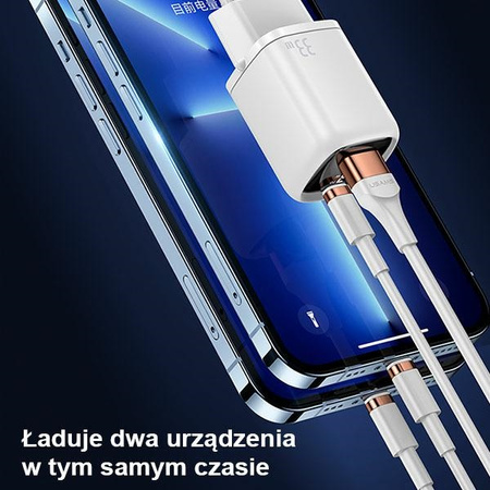 USAMS ŁADOWARKA 1XUSB-C 1XUSB DO MAGSAFE IPHONE 11 12 13 14 33W PD3.0 QC3.0