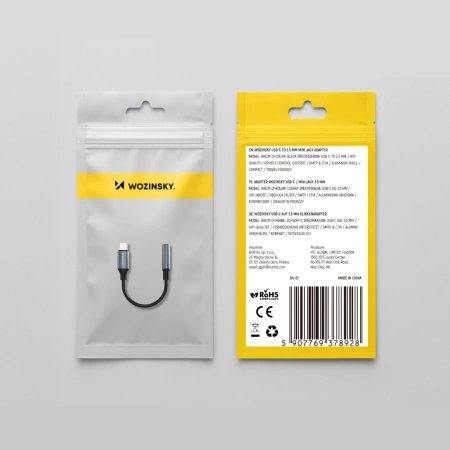 Adapter Wozinsky WACM-01 USB-C - mini jack 3,5mm - czarny