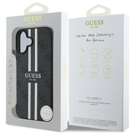 GUESS ETUI HARDCASE 4G PRINTED STRIPES DO MAGSAFE DO IPHONE 16 6.1