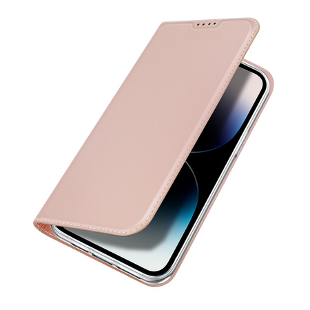 Etui do iPhone 15 Pro Max pokrowiec z klapką i portfelem Dux Ducis Skin Pro - różowe