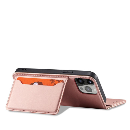 Magnet Card Case etui iPhone 14 pokrowiec z klapką portfel podstawka różowe