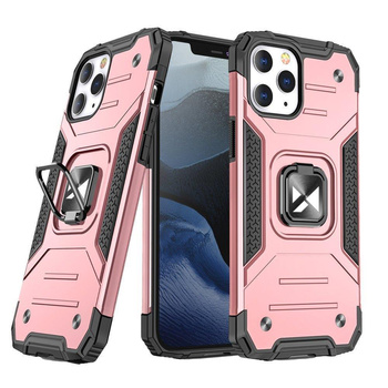 Wozinsky Ring Armor etui iPhone 14 Plus pancerny pokrowiec uchwyt magnetyczny ring różowe złoto