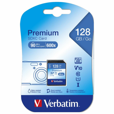 VERBATIM KARTA SDXC 128GB U1 DO APARAT LUSTROWE TELEFON 4K WYSOKA PRĘDKOŚĆ