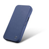 iCarer CE Premium Leather Folio Case skórzane etui iPhone 14 Pro Max z klapką magnetyczne MagSafe niebieski (WMI14220716-BU)