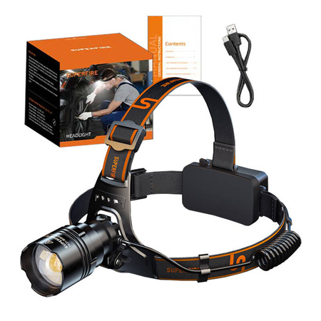 SUPERFIRE LATARKA CZOŁOWA LAMPA DO KEMPINGU WYCIECZEK TURYSTYKI TYPE-C